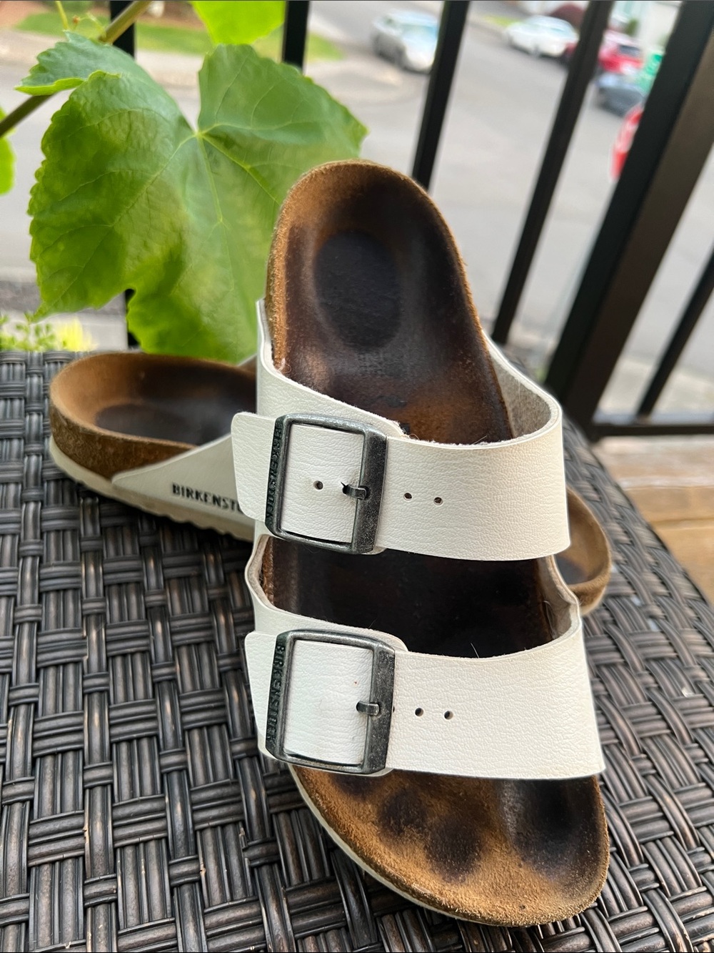 Birkenstock White Arizona Two-Strap Slide Sandals - Picture 12 of 16